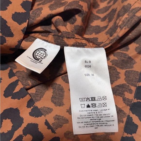 GANNI Ruffled-Collar Leopard-Print Poplin Mini Dress - Size 4 - Picture 5 of 7